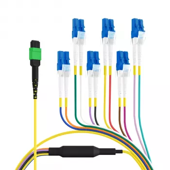EFB Elektronik Câble trunk MPOF12LCOS2-10 MPO-PLUS/APC(F)-LC OS2 12 fibres type B LSZH jaune 10 m