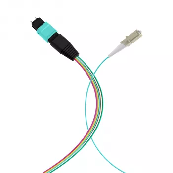 Câble fanout MPO-PLUS (M) vers LC OM3 12 fibres type B LSZH aqua 1 m MPOM12LCOM3-1