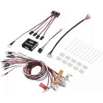 Reely unité d'éclairage LED blanche, orange, rouge (RE-5631027) – système d'éclairage pour modèle RC 10-LED, LED 5 mm, 4,8-6 V