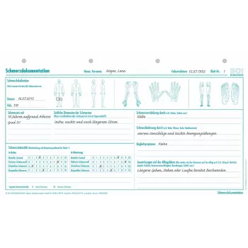 Formulaires de documentation de la douleur BOI Dokutech, A4, 50 feuilles, feuilles mobiles, blanc 9206-00239
