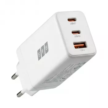 Chargeur mural GaN EFB Elektronik 65W 2x USB-C + USB-A PD3.0 QC3.0 blanc G651A2CE