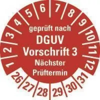 HEIN Industrieschilder DGUV V3 Inspection Label NP26-31, Round 20 mm, Permanent Adhesive, White, 500/Roll 185658