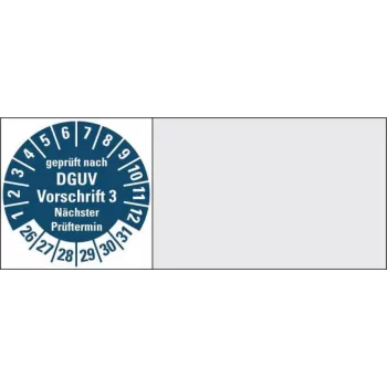 HEIN Industrieschilder 190452 Cable Inspection Label DGUV V3, Round, 30 mm, Black/White/Red, Roll of 500