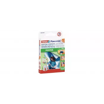 tesa 58003 Powerstrips Bandes adhésives pour affiches, 60 pièces, blanc, fixation sans dommage 58003-00500-04