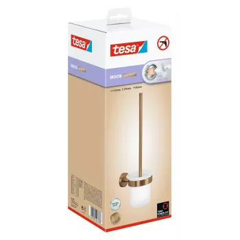 Ensemble brosse WC tesa MOON BRONZE avec fixation adhésive, verre et métal 40601-00000-00