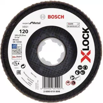 Disque à meuler Bosch Accessories 2608619806 Expert for Inox X-LOCK 125 mm, grain 60, 1 pièce