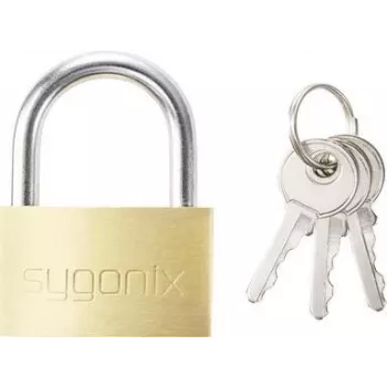 Cadenas Sygonix SY-5045284 39,8 mm à clé différente jaune doré en laiton massif avec anse en acier trempé
