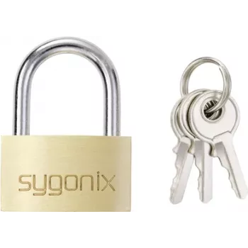 Cadenas en laiton Sygonix SY-5045288 29,8 mm à clé différent, jaune doré
