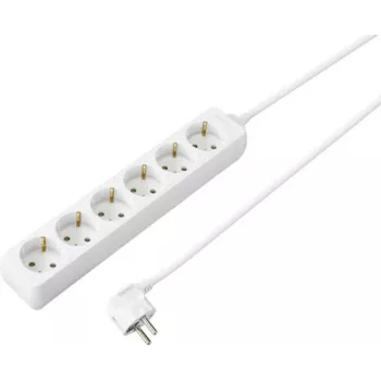 Multiprise Schuko 6 prises Sygonix SY-4891000 blanche câble 1,5 m avec interrupteur et protection enfant