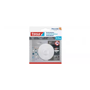 tesa 77781 crochet de plafond adhésif pour papier peint et plâtre, blanc, 3 crochets + 4 Powerstrips