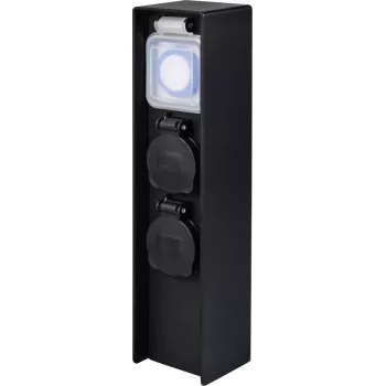 Prise de jardin Sygonix SY-6121656 2 prises avec minuteur IP44 noire sur piquet