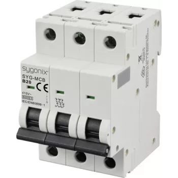 Sygonix SY-6440996 disjoncteur miniature 3 pôles B20 20A 415V AC 6kA rail DIN