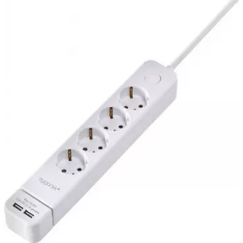 Multiprise 6 prises Sygonix SY-4535058 avec interrupteur principal lumineux, câble 1,5 m, blanche