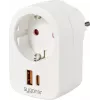Adaptateur de prise Sygonix SY-6713236 avec 2 ports USB, type F, 3680 W, blanc