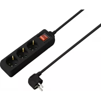 Multiprise avec interrupteur Sygonix SY-4890988, noire, Schuko, 1 pièce