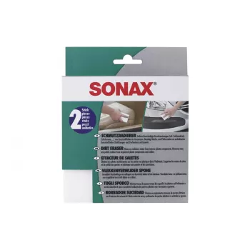 Éponge nettoyante SONAX Dirt Eraser, lot de 3, mousse mélamine, blanche, 100 x 60 x 25 mm 416000