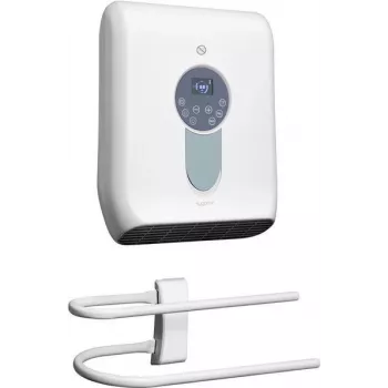 Chauffage soufflant de salle de bain Sygonix SY-5050590 blanc 2000 W avec affichage LED, commande tactile et télécommande, IP22 protégé contre les projections d'eau