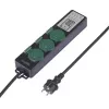 Prise de jardin Sygonix SY-6786454 avec minuterie mécanique, 3 voies, IP44 protégée contre les projections d'eau, 3680 W, noir/vert