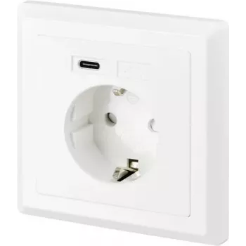 Prise murale encastrée SYGONIX SY-5238674 avec 2 ports USB-A, Schuko, blanche