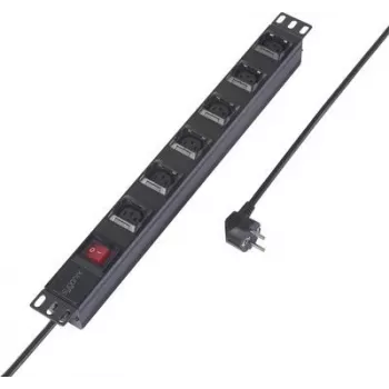 Multiprise PDU Schuko 6 voies 19 inch Sygonix SY-6736982, montage en rack 1U, câble 2 m, noire