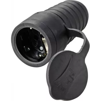 Sygonix SY-5806882 Prise femelle Schuko caoutchouc 250 V/AC noire IP44