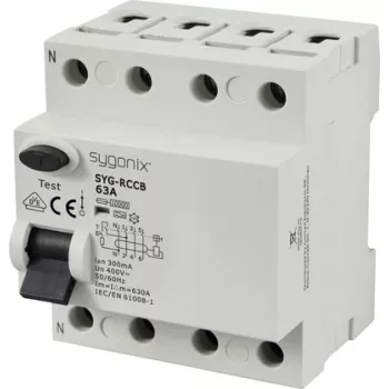 Sygonix SY-6438024 Interrupteur différentiel 4 pôles 63 A 300 mA type A 10 kA 400 V AC
