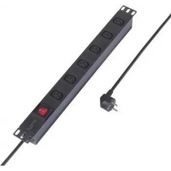 Sygonix SY-6736980 Multiprise Schuko 6 prises 19 pouces, montage en rack 1U, câble 2 m, noire