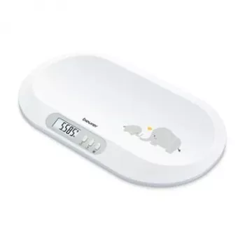 Beurer BY90 balance bébé intelligente avec Bluetooth, capacité 20 kg, précision 5 g, surface de pesée bombée, écran LCD, blanc
