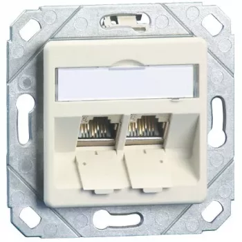 Prise de données encastrée METZ CONNECT BTR E-DAT modul 8/8(8) UPk sans modules - CAT 6, blanc pur RAL 9010, 2 ports 1309151102-E-90
