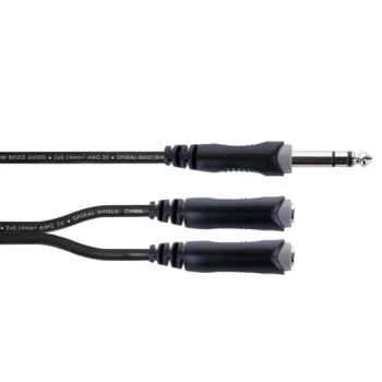 Câble adaptateur Y Cordial 14882 jack stéréo 6,3 mm, 1x mâle vers 2x femelle, 0,3 m, PVC noir