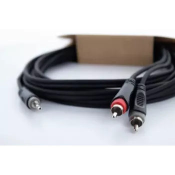 Câble adaptateur audio Y Cordial 14855 jack stéréo 3,5 mm vers 2x RCA, 1,5 m, noir