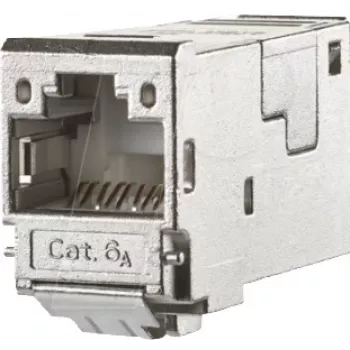 METZ CONNECT 130910-I module Keystone RJ45 Cat.6A blindé, IDC sans outil, entrée de câble 90°, 10G, 500 MHz, zamak, argent 130910-I-90
