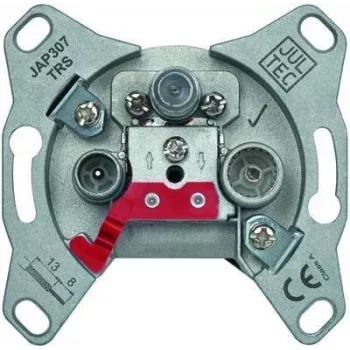 Jultec JAP307TRS Programmable Single Outlet Antenna Socket with 7 dB Tap Loss for TV, Radio, and SAT