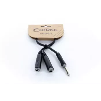 Cordial EY 0.3 PGG Câble adaptateur Y 1x fiche jack mono 6,3 mm vers 2x embases jack mono 6,3 mm 0,3 m noir 14884