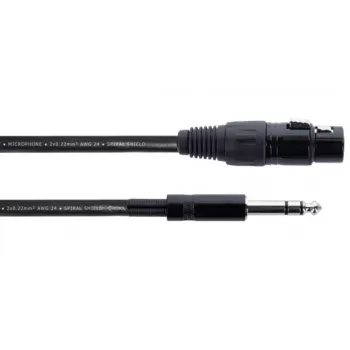 Câble audio Cordial EM 6 FV XLR vers jack TRS 6,3 mm, 6 m, noir 14823