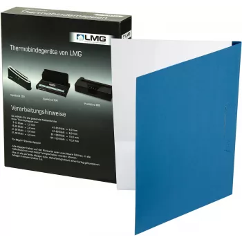 Chemises à reliure thermique LMG A4 structure lin bleu 6,0 mm dos 50 feuilles (pack de 50) BMDLEM-BL-R6