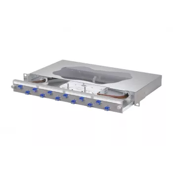 Panneau de brassage à épissure fibre optique METZ CONNECT 12x LC duplex OS2 monomode, 1U, gris clair 1504697412-F