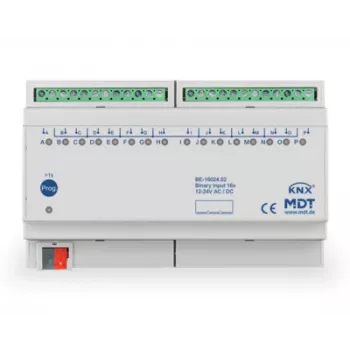Module d'entrées binaires MDT BE-16024.02 16 canaux 8TE rail DIN 24 V AC/DC KNX