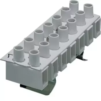 Hager K53 Borne de ligne de commande 7 pôles, raccordement à vis, montage sur rail DIN, 250V, 24A, gris