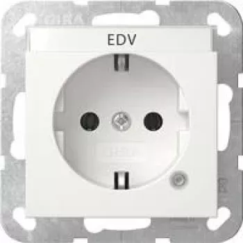 Prise SCHUKO Gira avec LED de contrôle et protection accrue contre les contacts, blanc pur brillant, 16 A, 250 V, encastrée, System 55 445203