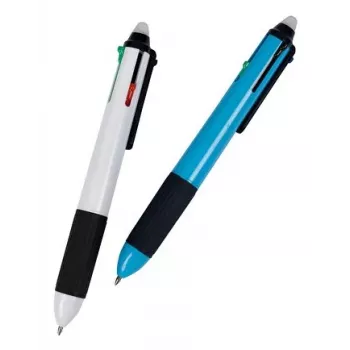 Stylo à bille effaçable WEDO 4 couleurs avec gomme intégrée, boîte de présentation de 12 256 4499