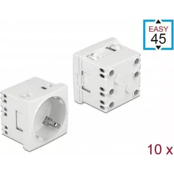 Prise type F Delock Easy 45 avec obturateur, blanche RAL 9003, 16 A, 250 V, lot de 10 81324