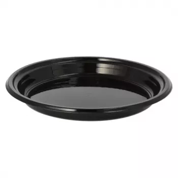 Assiettes de menu réutilisables PAPSTAR, non divisées, Ø 22 cm, hauteur 2,6 cm, polypropylène, noir, 12 pièces (96558)