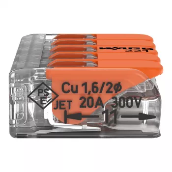 Connecteur d'épissure WAGO 221-415 COMPACT 5 conducteurs 4 mm², lot de 25