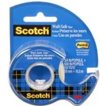 Ruban 3M Scotch Wall-Safe avec dévidoir manuel, 19mm x 16,5m, transparent, amovible sans résidu 183-EFDG