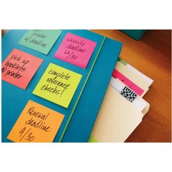 Notes 3M Post-it 655-6-POP, 127 x 76 mm, Powerpink, 100 feuilles, repositionnables
