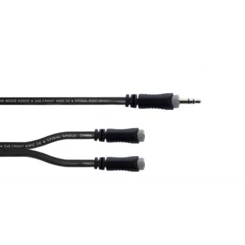 Câble adaptateur Y stéréo 3,5 mm Cordial 14883, 1x jack mâle vers 2x jack femelle, 0,3 m, noir
