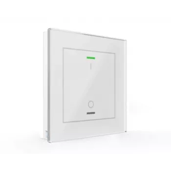 Bouton tactile en verre MDT BE-GTL1TW.B1 Glass Push-Button Sensor II Light, 1 poste, LED d'état RGBW, capteur de température, blanc