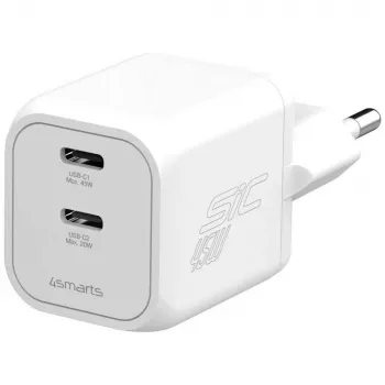 Chargeur mural 4smarts PDPlug SiC Dual 45 W 2C blanc