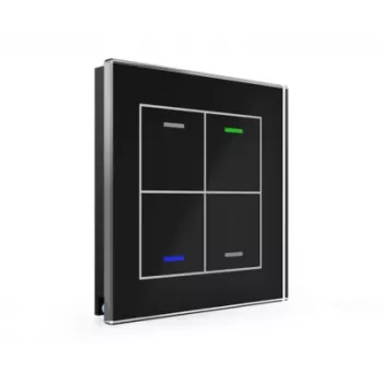 Bouton-poussoir en verre MDT II Light 4 postes RGBW noir BE-GTL4TS.01S